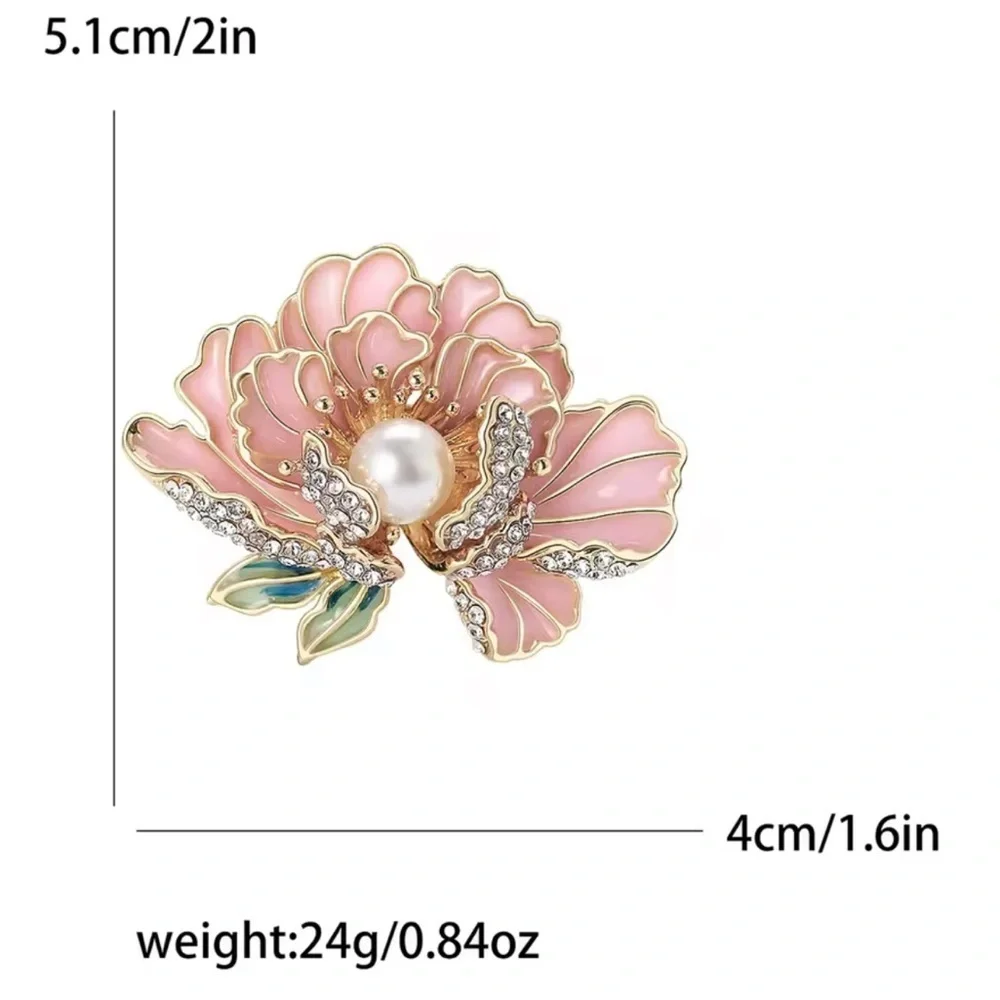 Blush Elegance Pearl & Crystal Floral Brooch